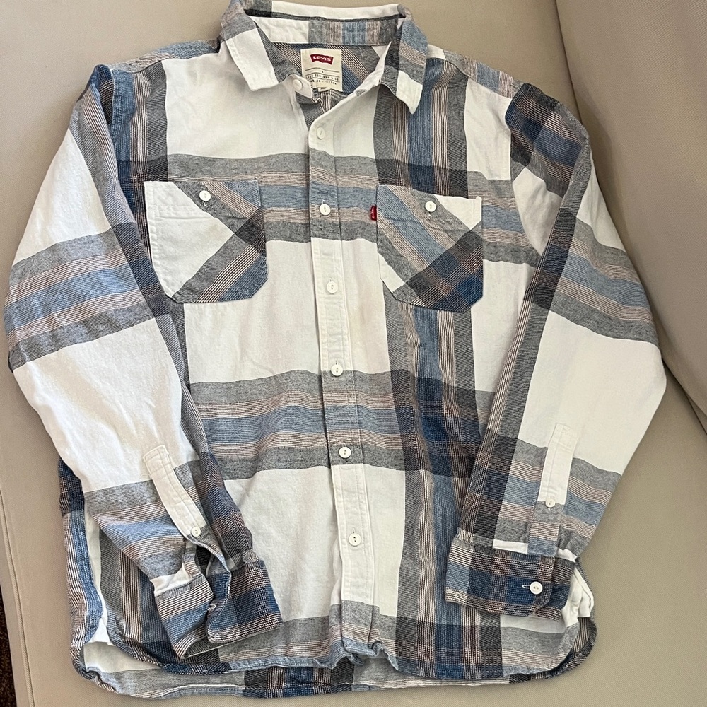 Levi's Blue and Gray Checkered Shirt